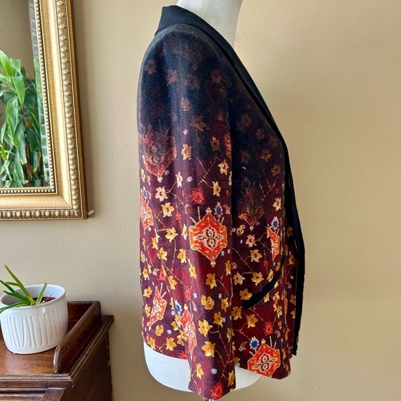 Anthropologie Cartonnier Telluride Floral Ombre Open Blazer Jacket Black 6 / S - Picture 9 of 13